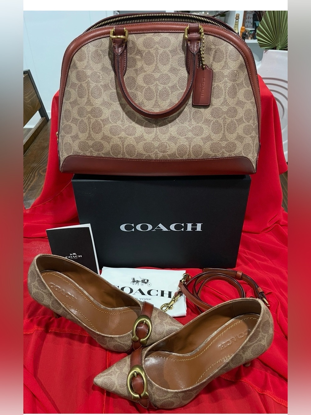 Coach Signature Vintage Canvas Dome Bag + Matching signature heels in SZ 10. NEW